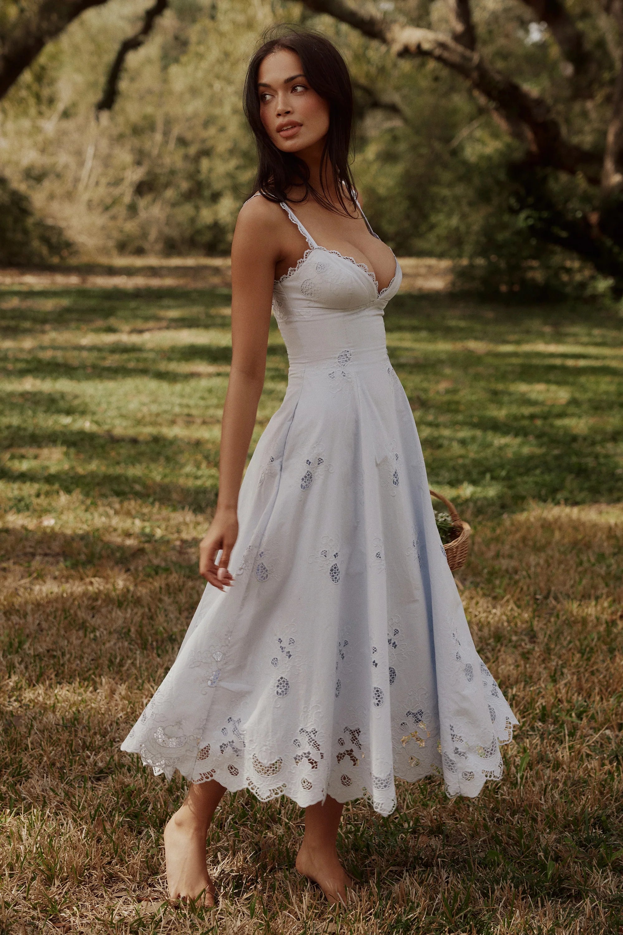 bluebell lace cotton broderie anglais midi sundress