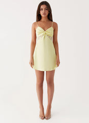 Ayla Satin Mini Dress Yellow