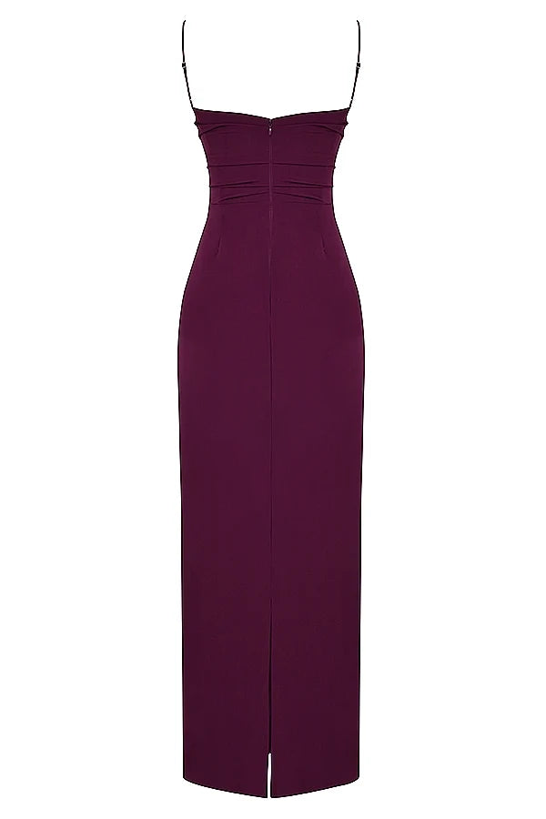 merlot corset maxi dress