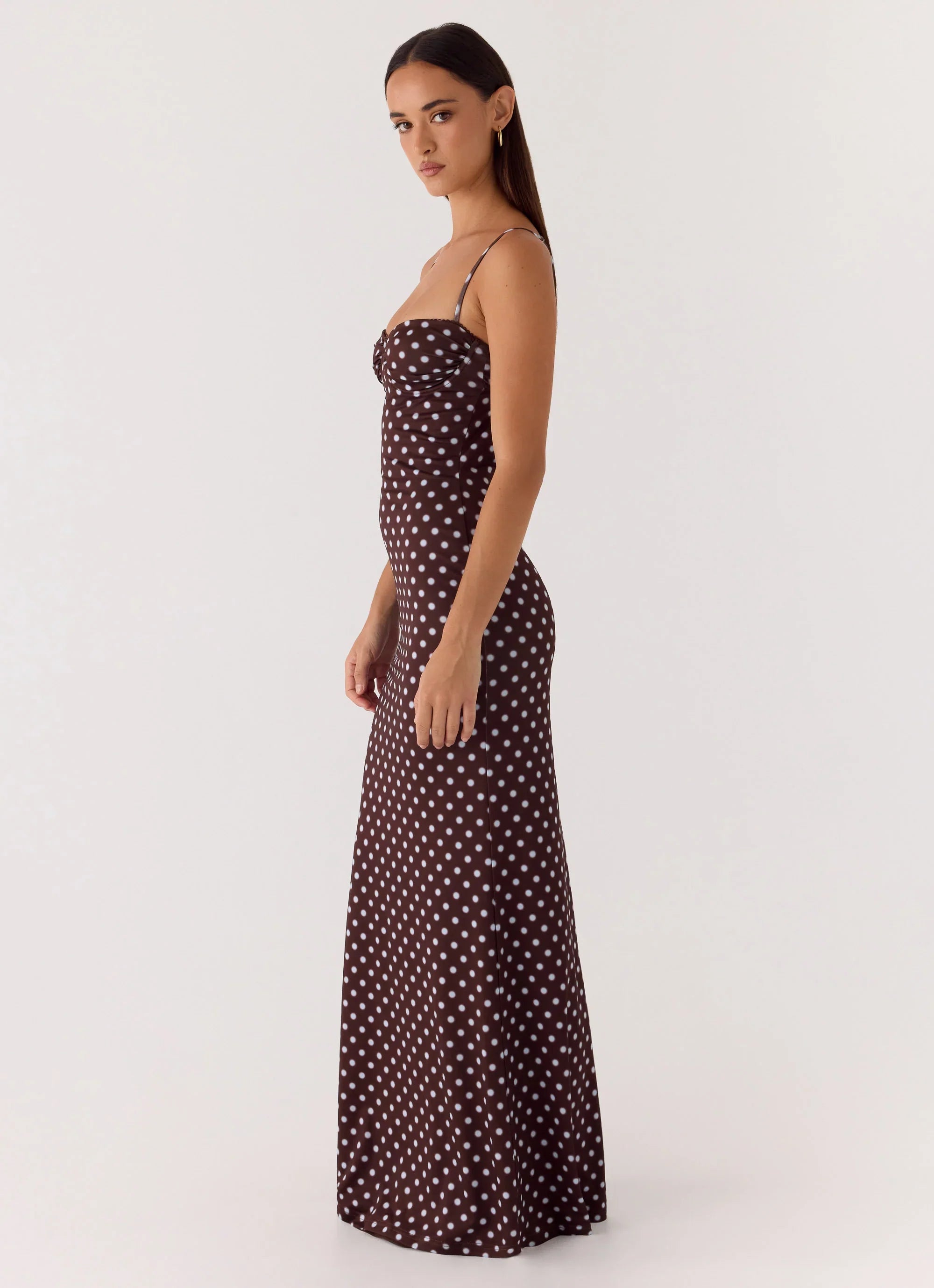 Vamonos Maxi Dress Chocolate Blue Dot