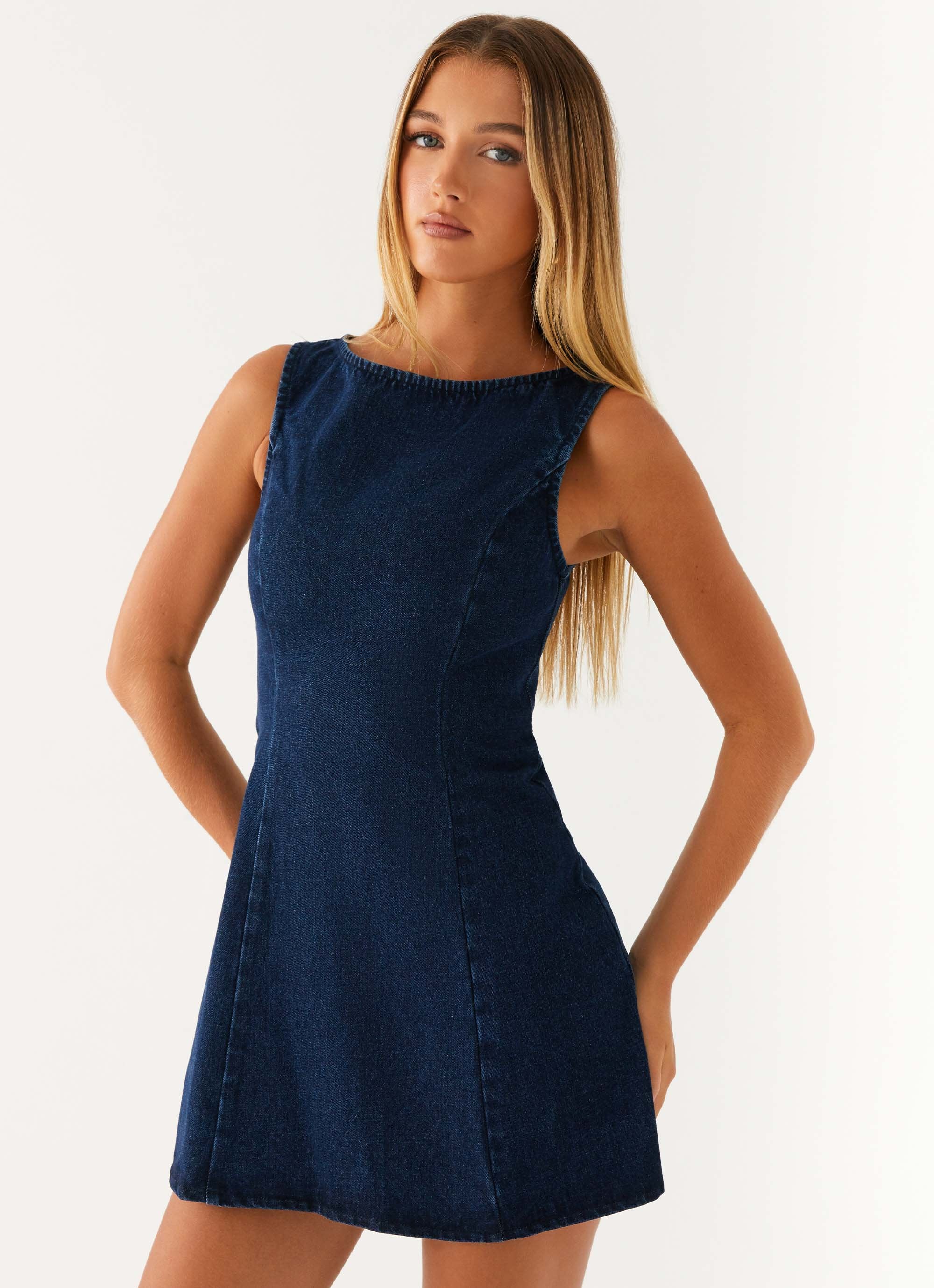 Rochelle Denim Mini Dress Blue