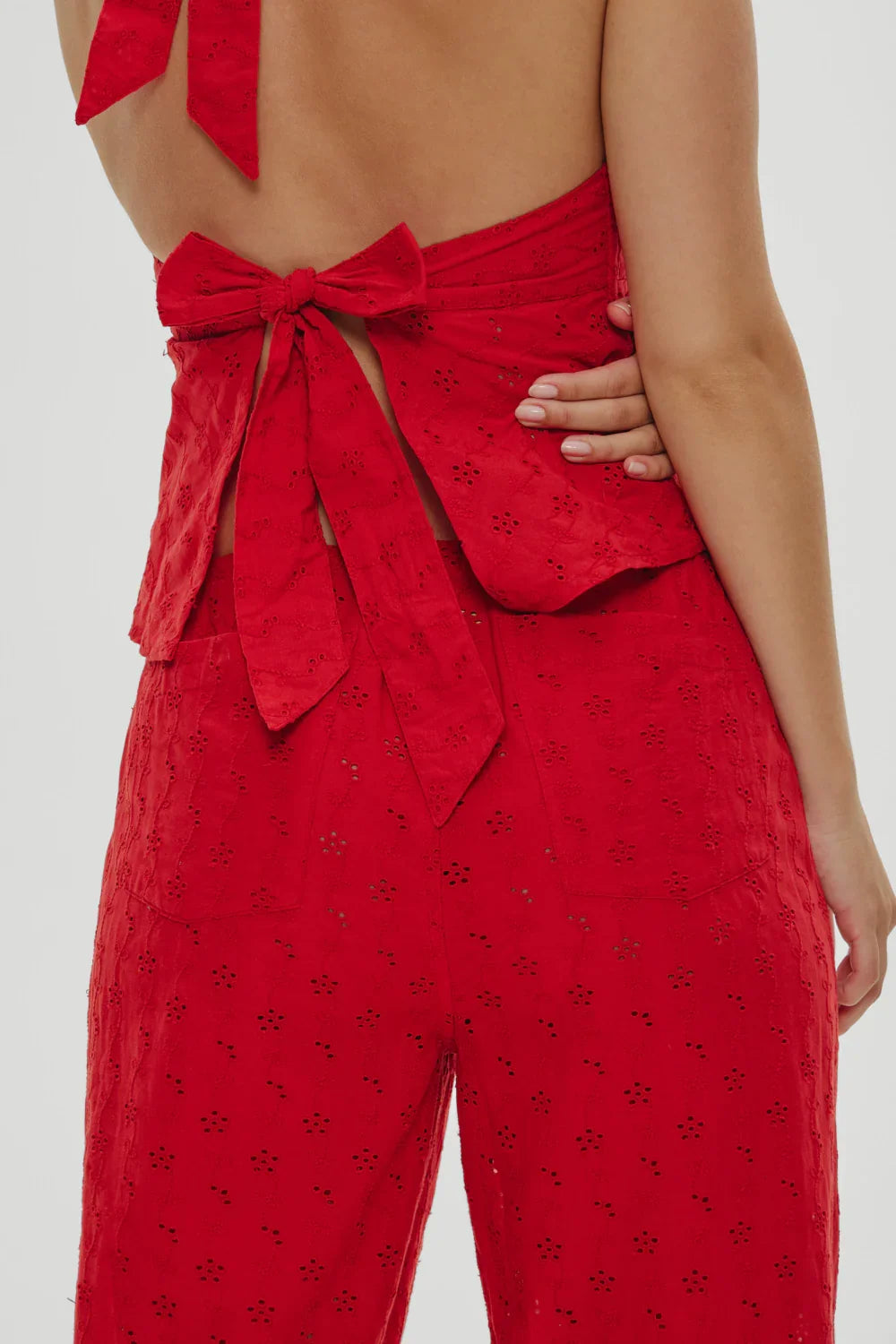 Princess Eyelet Pants Red Rose
