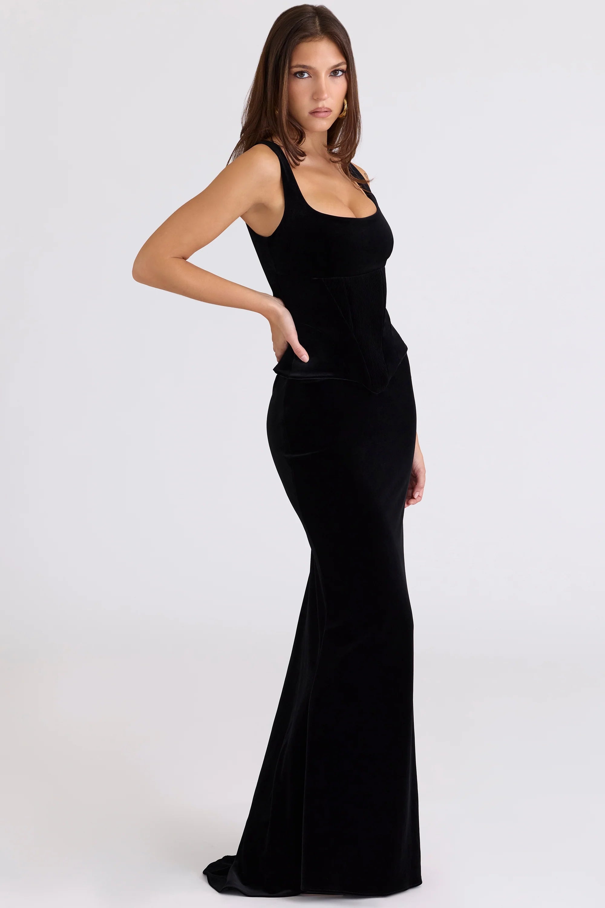 black velvet hourglass maxi dress limited edition