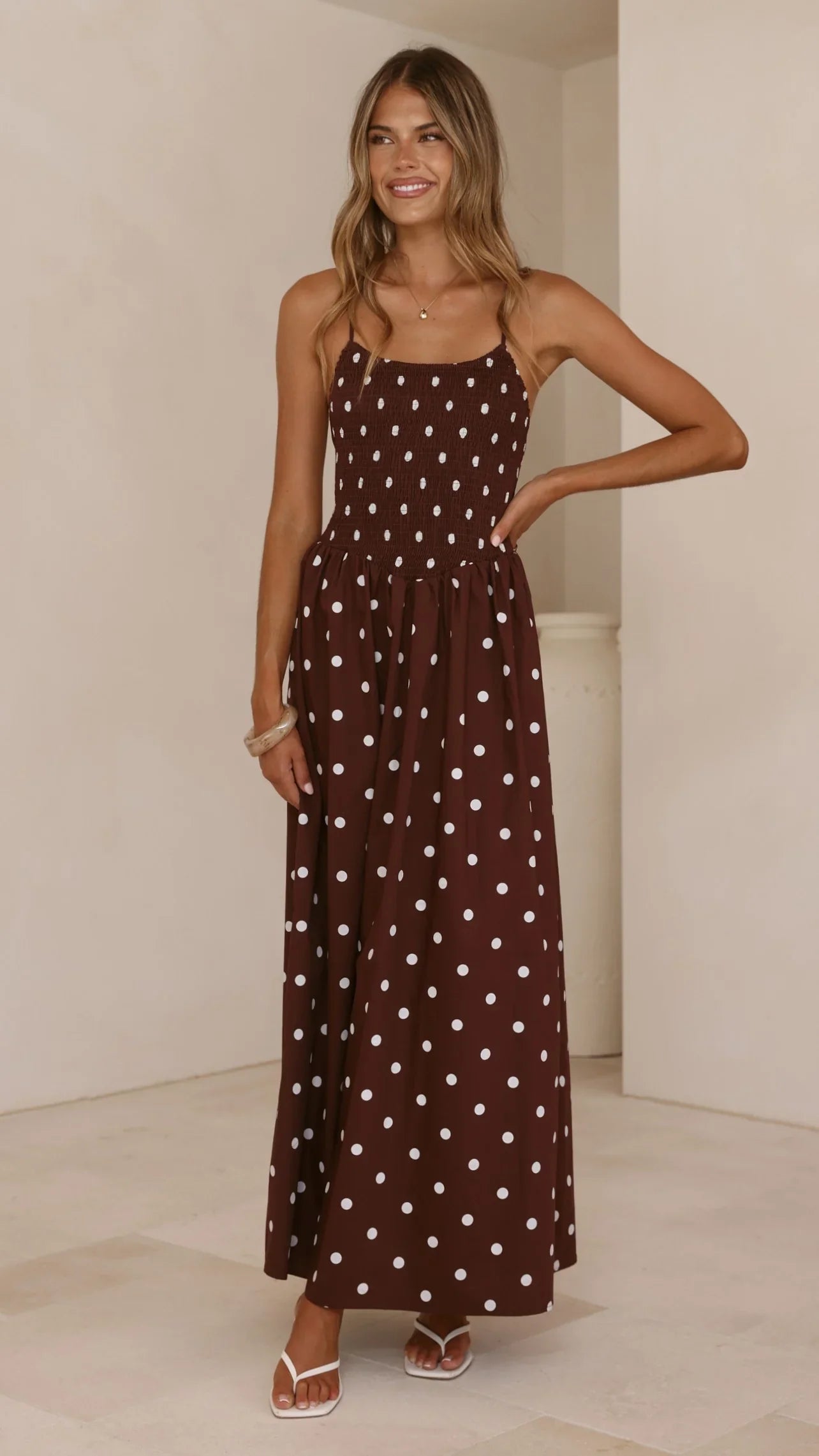 Gena Maxi Dress Chocolate Polka