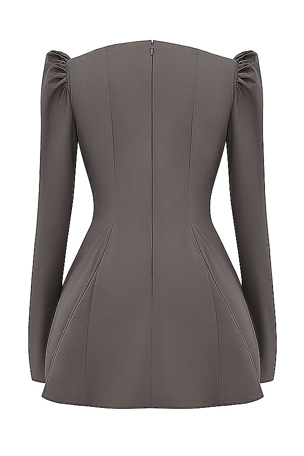 mocha long sleeve mini dress