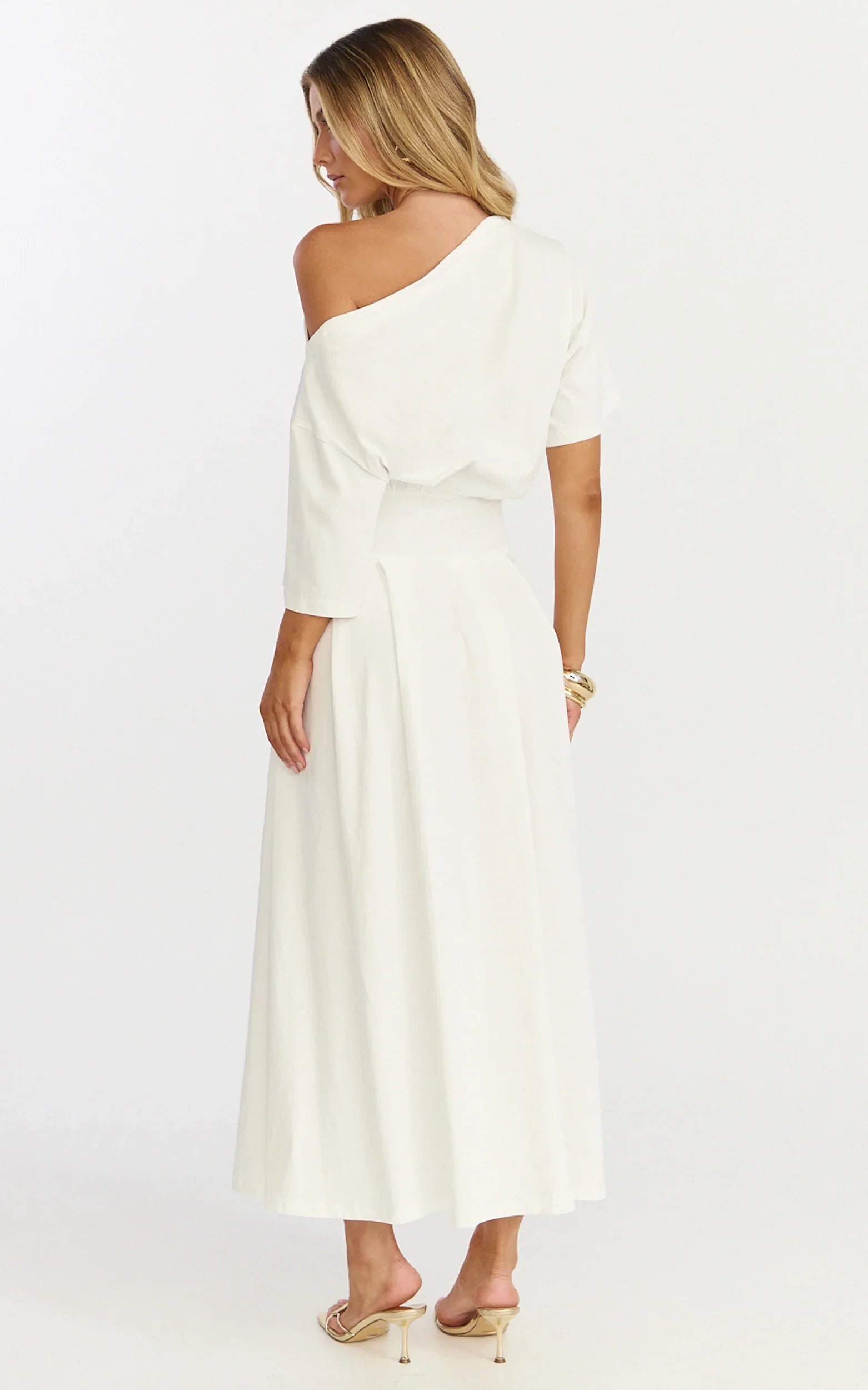 Tami Midi Dress Off Shoulder Dress in White