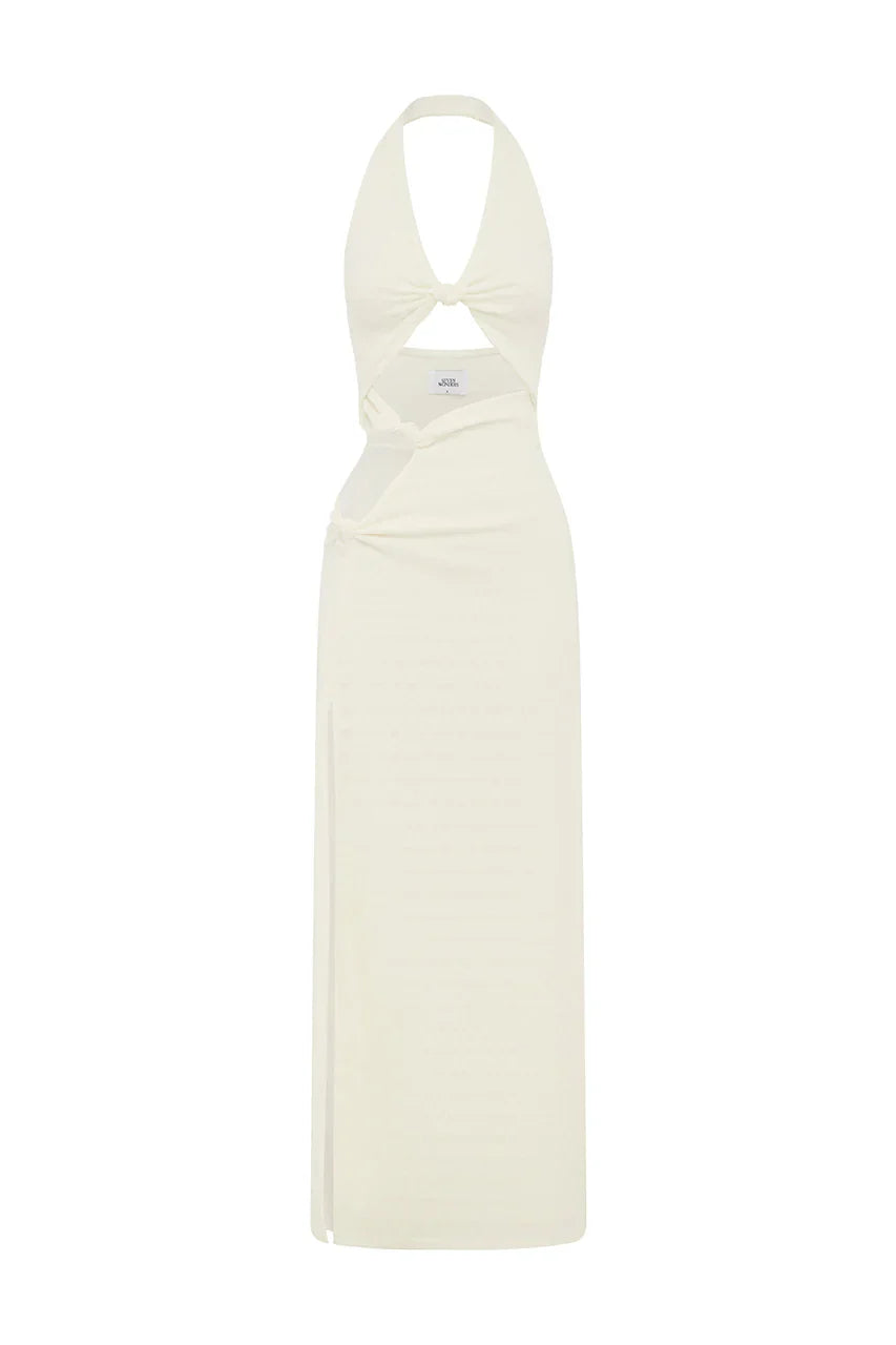 LAILA CUT OUT HALTER MAXI DRESS WHITE