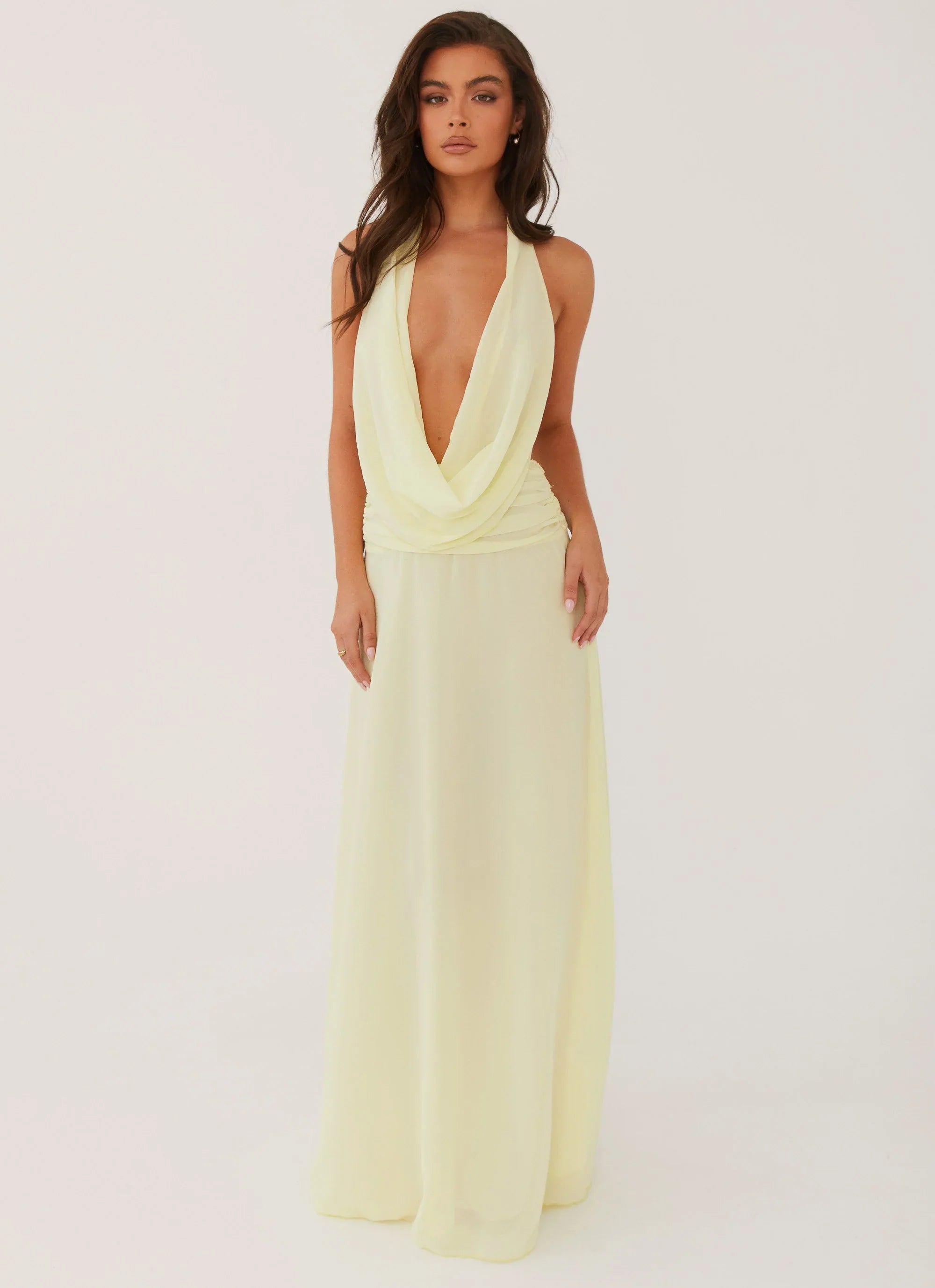 Elysia Chiffon Maxi Dress Lemon