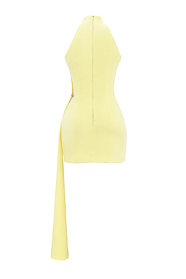 lemon halter mini dress