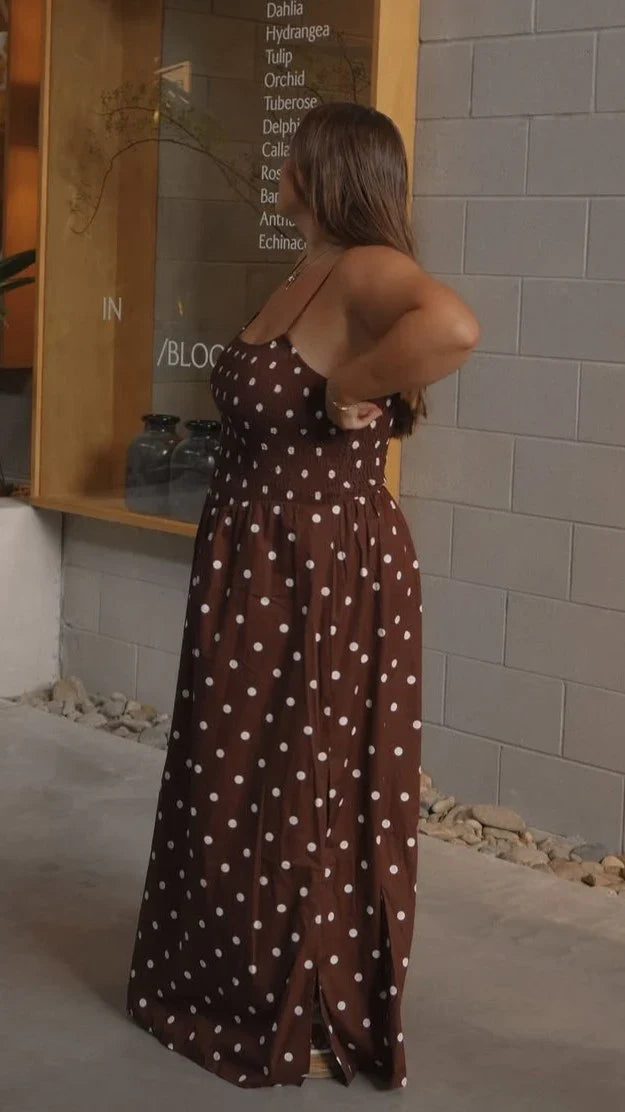 Gena Maxi Dress Chocolate Polka