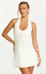 Odile Mini Dress U Halter Neck Dress in Cream
