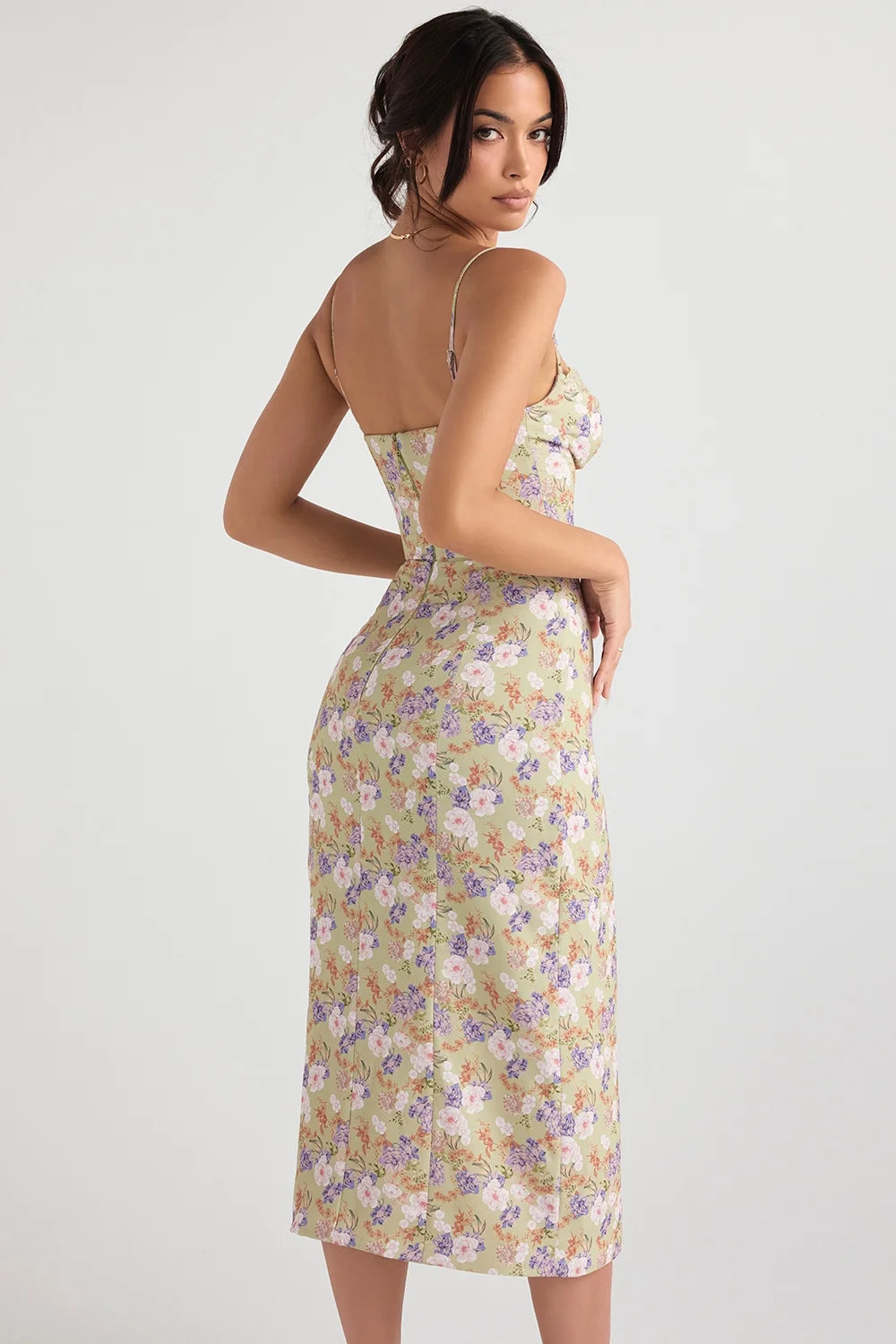 peony print midi sundress