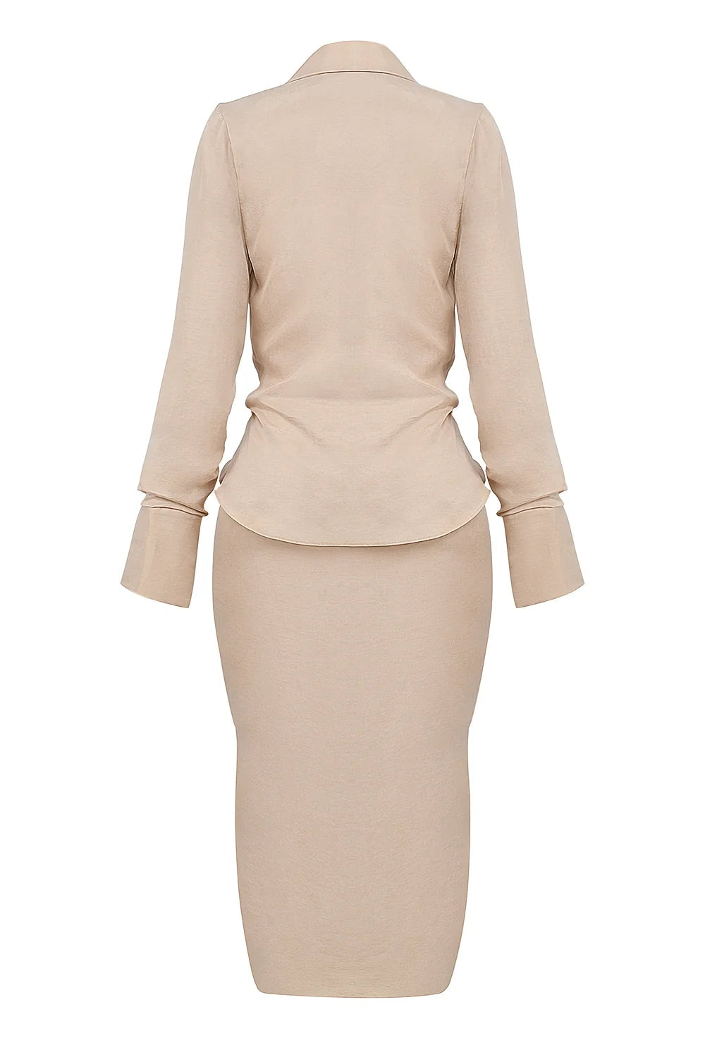 almond plunge shirt midi dress