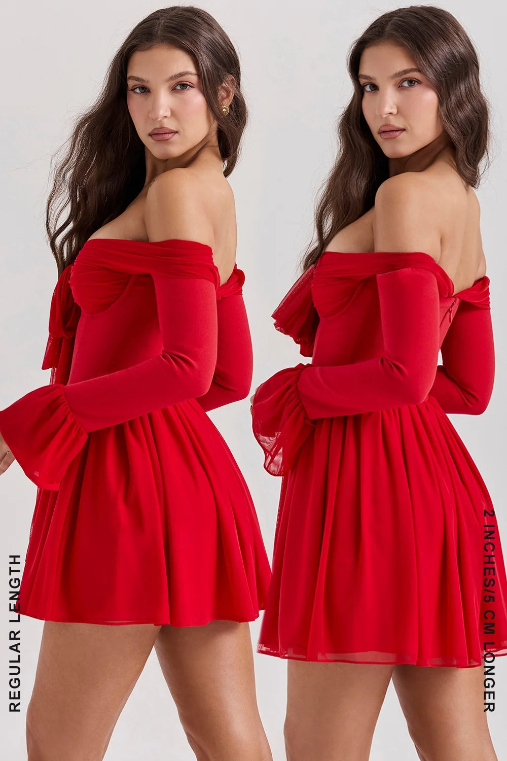 scarlet off shoulder dress