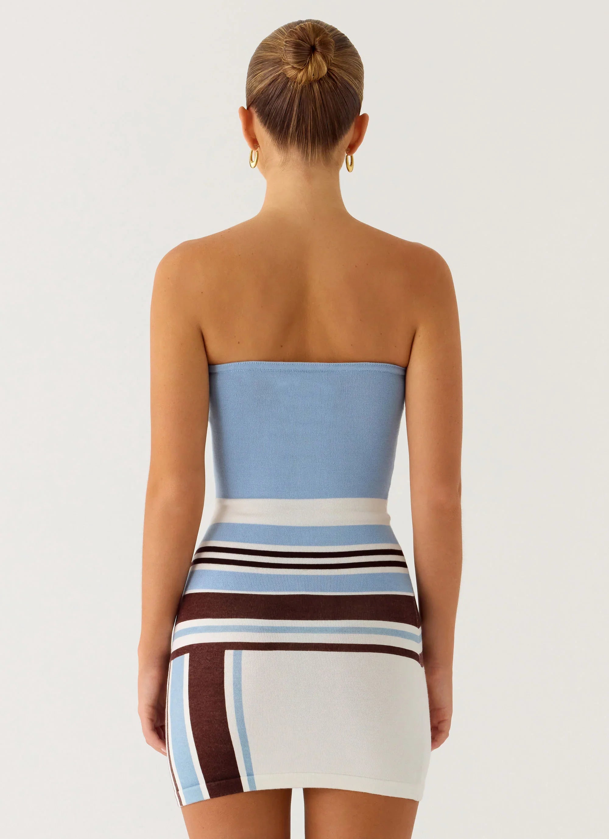 Straight Lines Mini Dress Blue Stripe