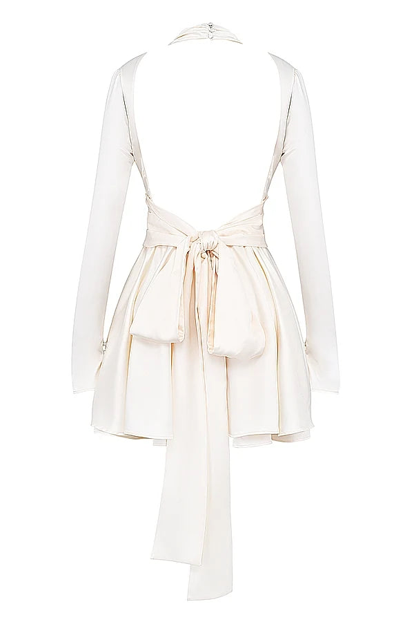 ivory bow mini dress