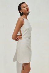 HEATHER MINI DRESS STONE PINSTRIPE