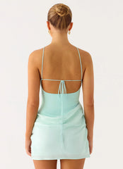 Keanu Cupro Mini Dress Aqua