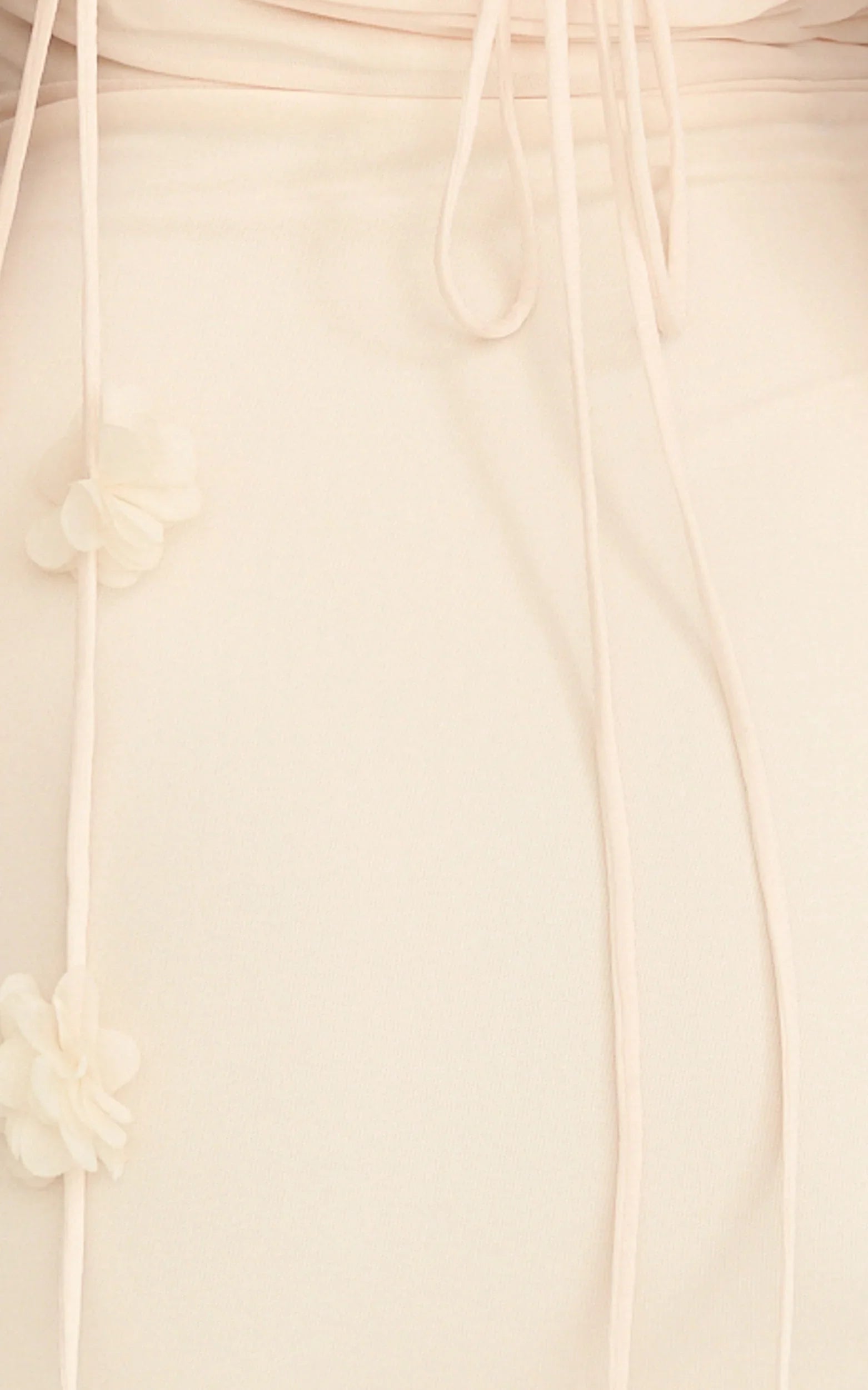 Penny Mini Dress Draped Cowl Neck 3D Flower Fitted Dress in Cream