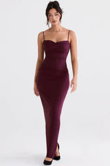 merlot corset maxi dress