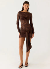 Consie Long Sleeve Mini Dress Chocolate