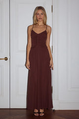 SOL RUCHED MAXI DRESS ESPRESSO