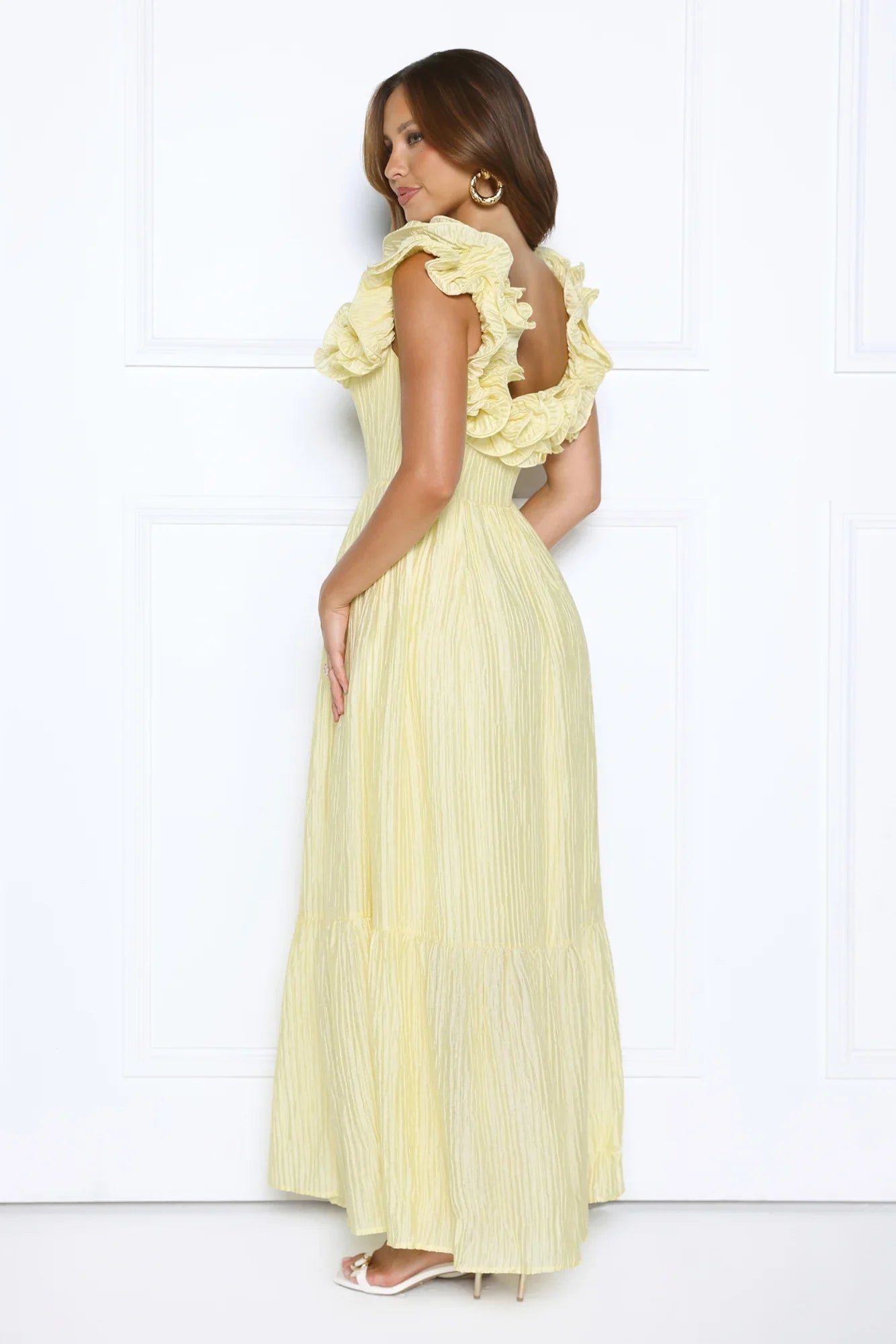 Magnetic Energy Off Shoulder Maxi Dress Yellow