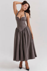 smoke halter midi dress