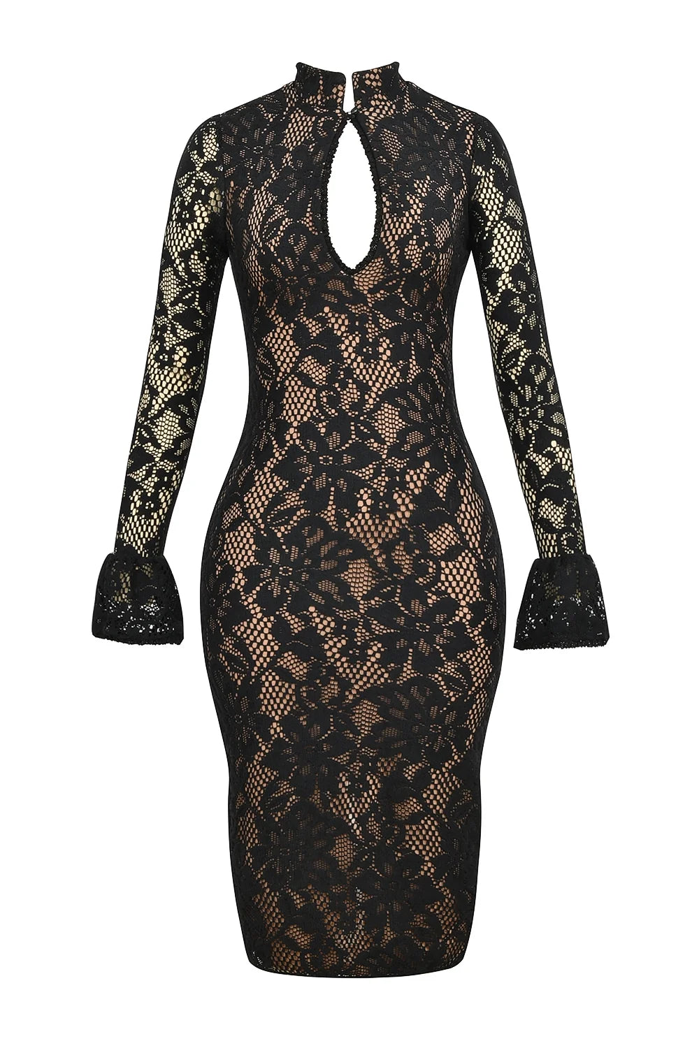 black lace midi dress