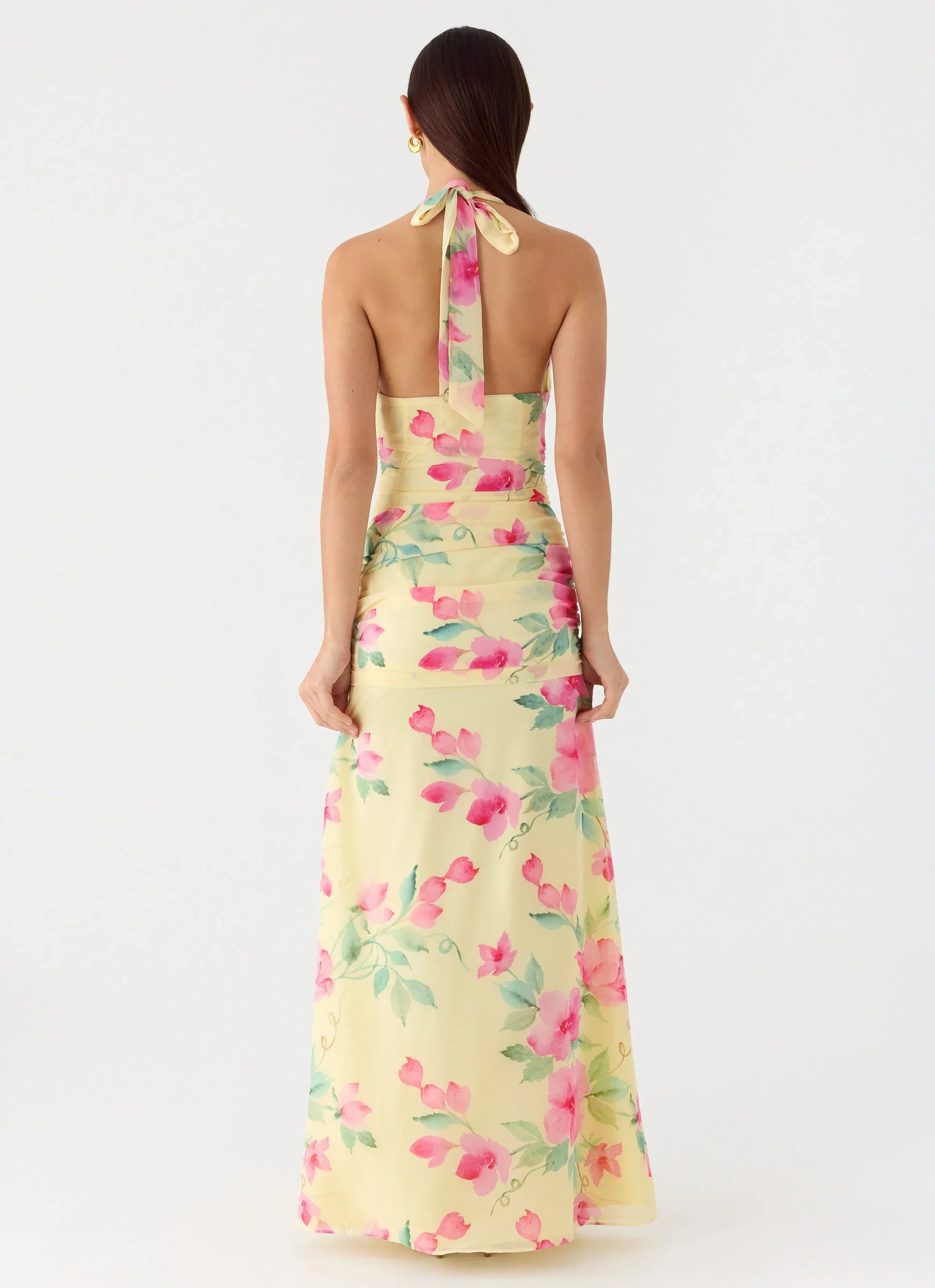 Colada Halter Maxi Dress Lemon Soleil