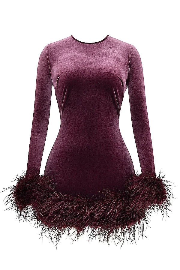 mulberry velvet mini dress