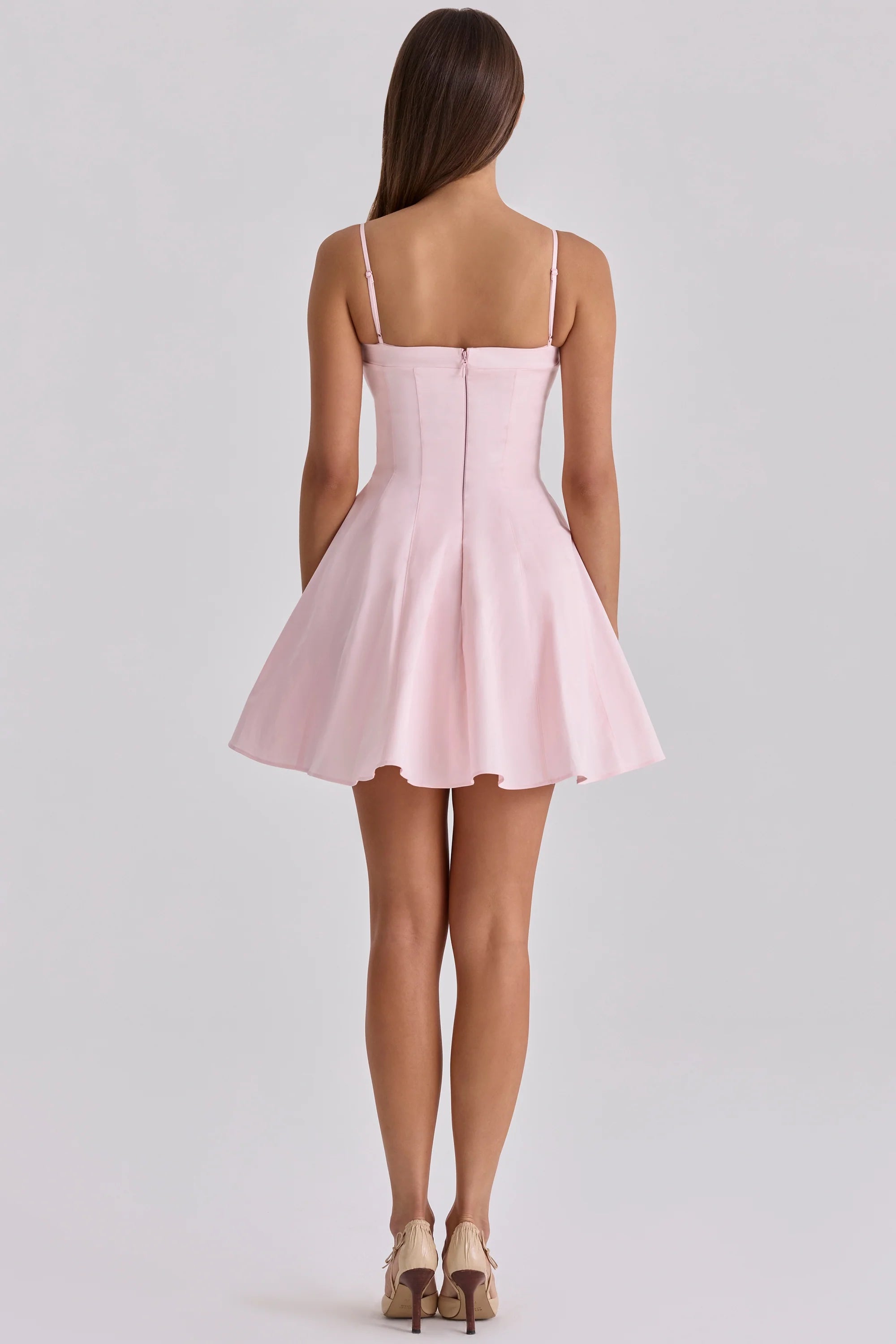 pink cotton flared mini sundress