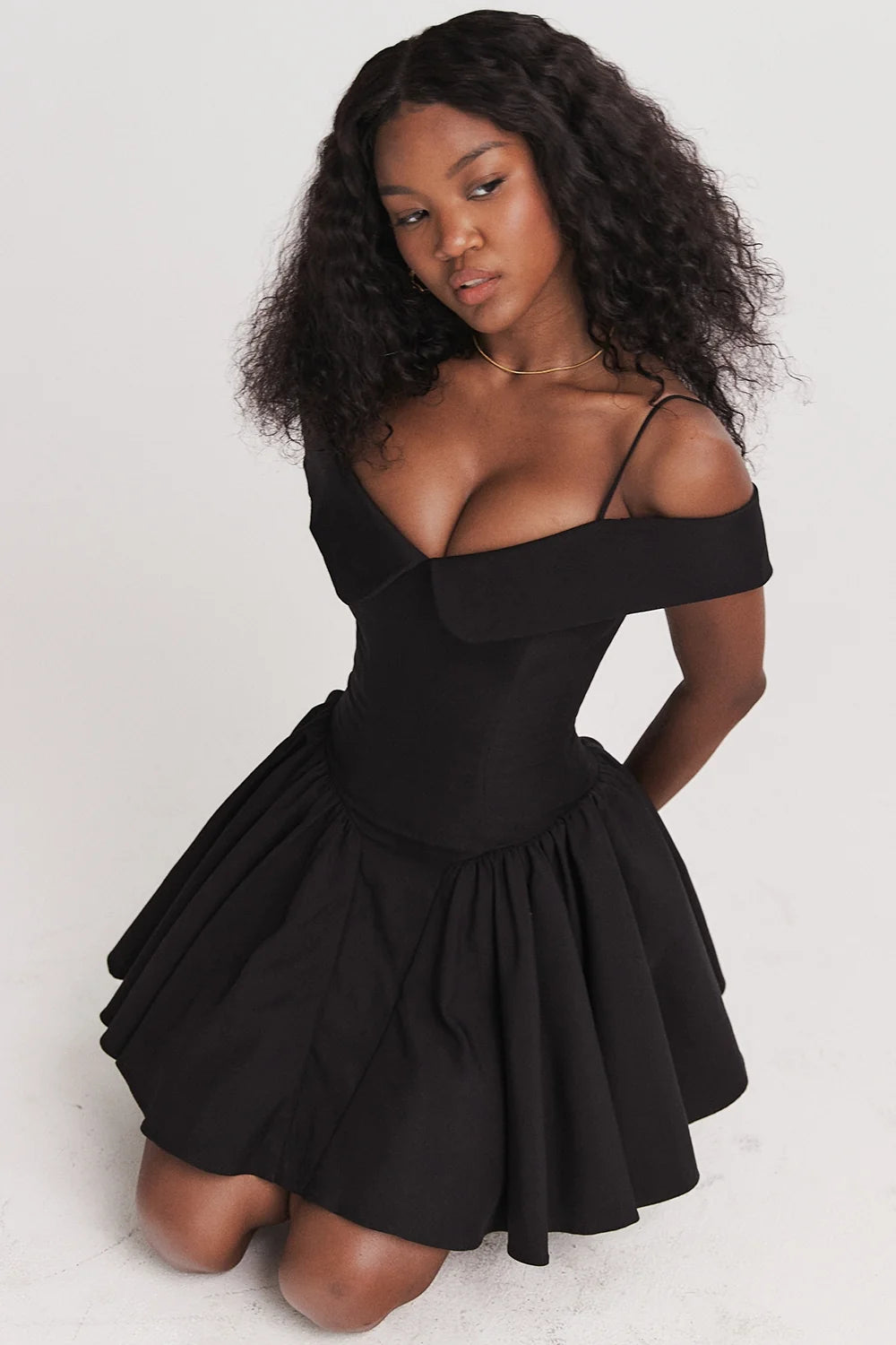 black off shoulder mini dress