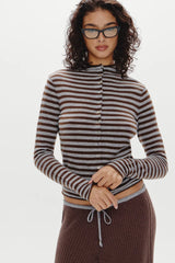 Leo Knit Button Up Cardigan Pebble