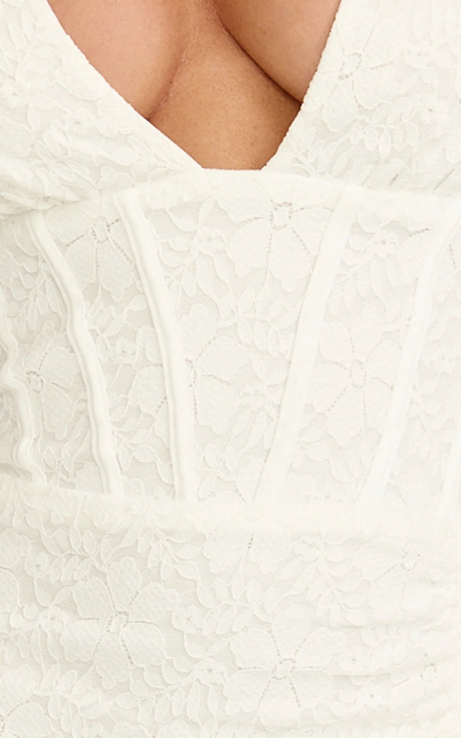 Lacey Maxi Dress Lace Corset Style Bodice Halter Dress in White