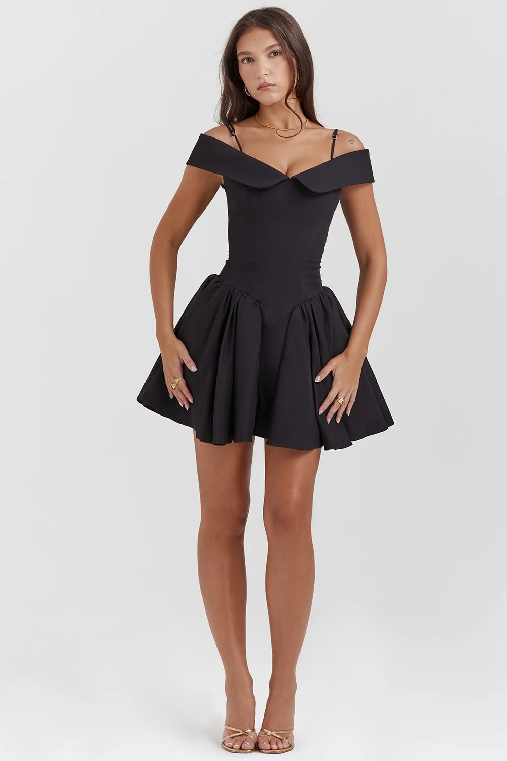 black off shoulder mini dress