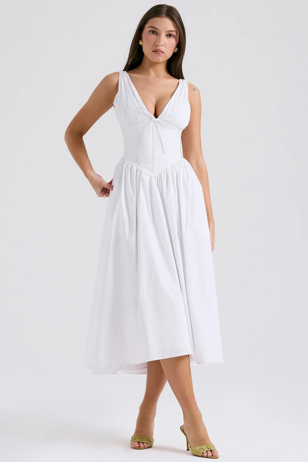 white cotton corset sundress