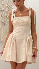 Nari Tie Strap Mini Dress Beige