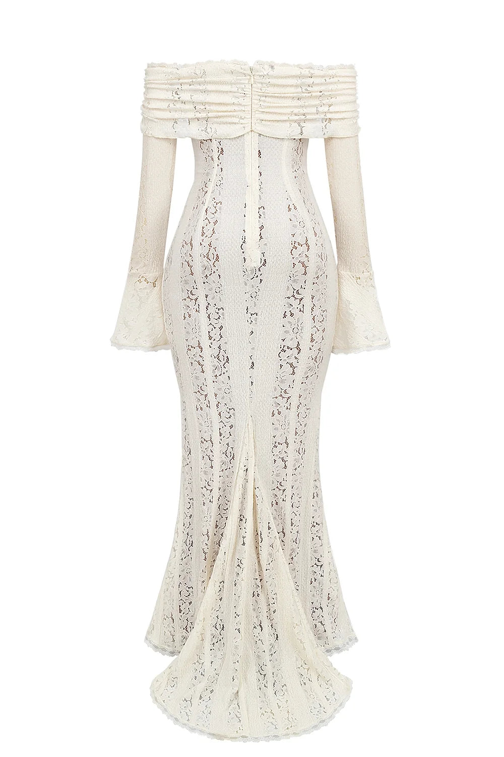 vintage cream floral lace off shoulder maxi dress