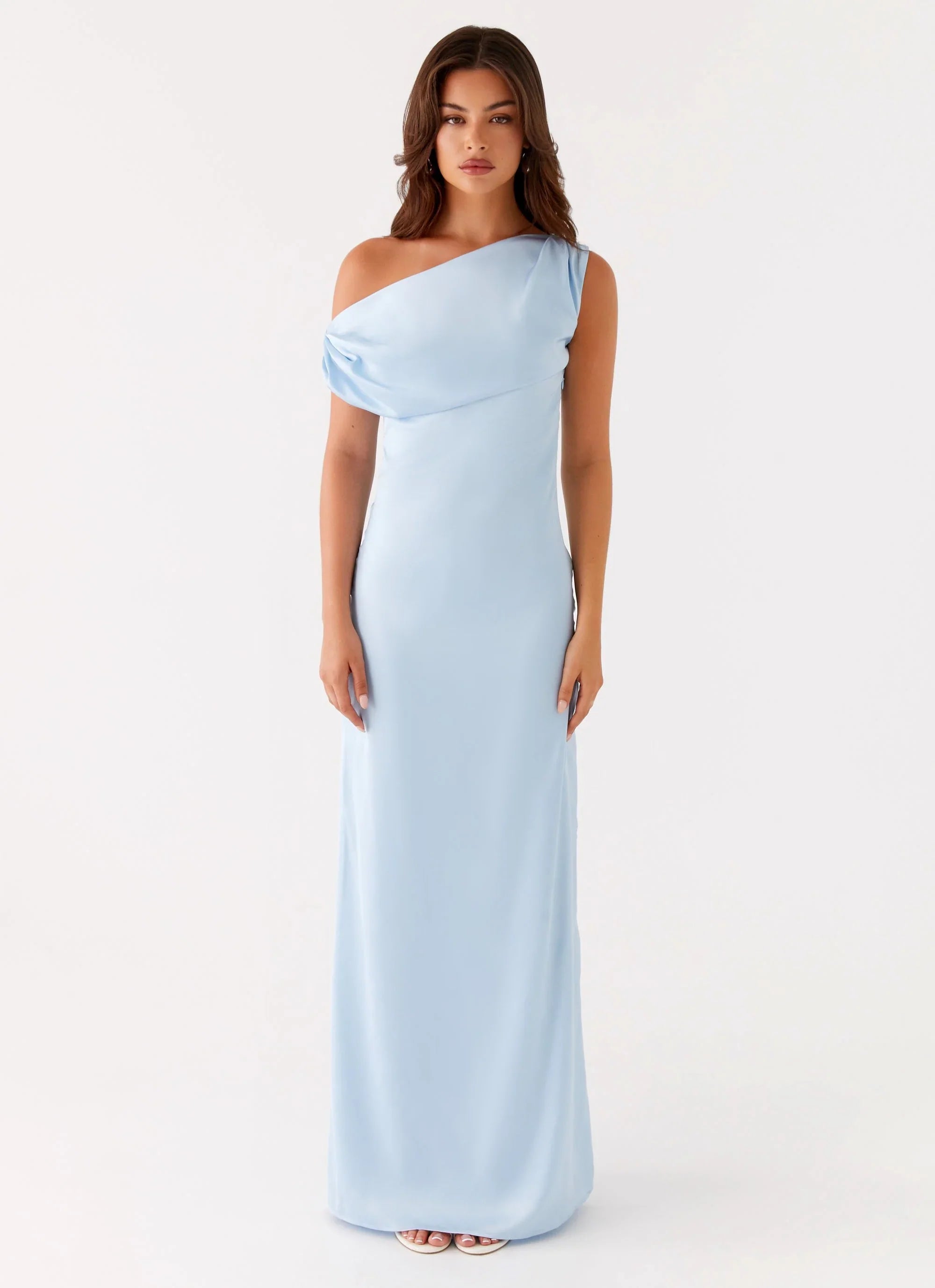 Heart Of Glass Satin Maxi Dress Blue