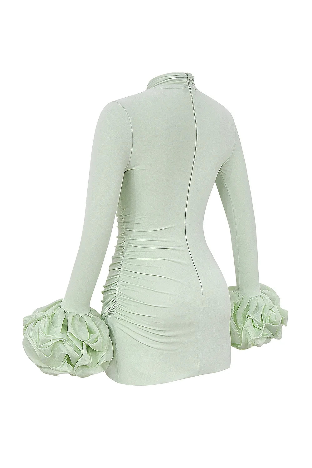 pistachio ruffle cuff mini dress sale