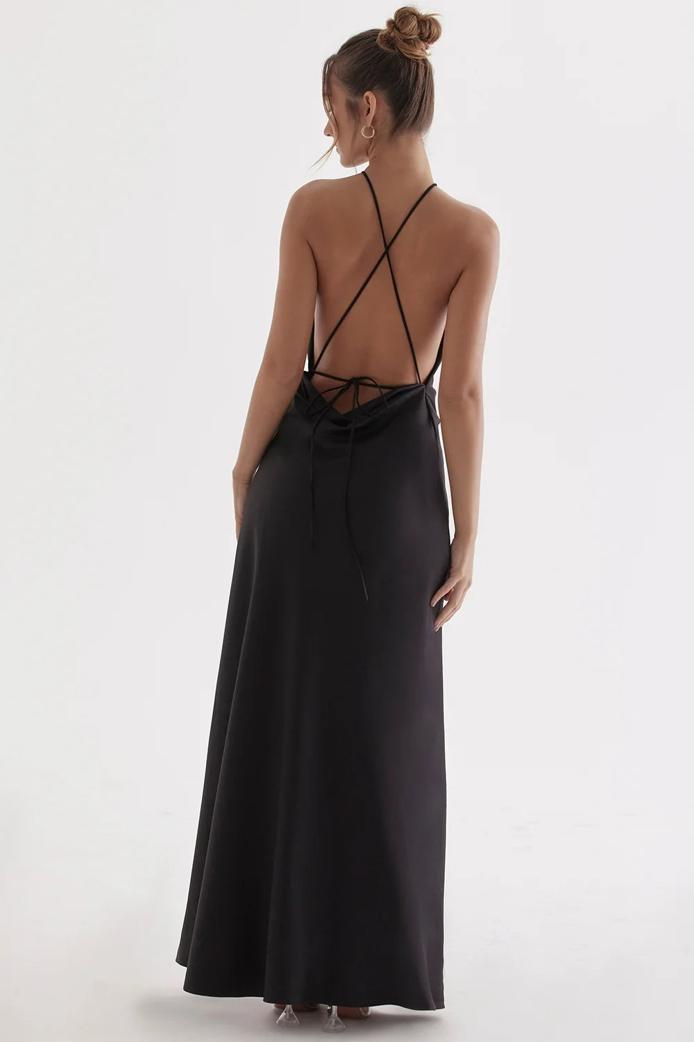 black thigh slit maxi dress