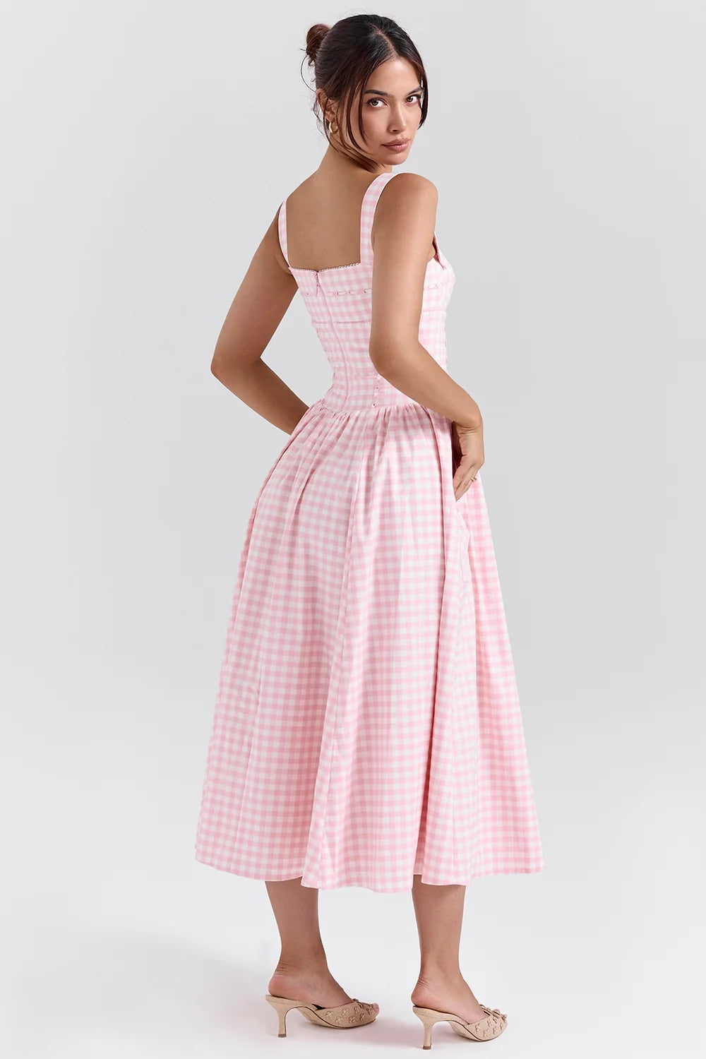 strawberry shortcake gingham midi sundress