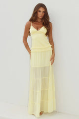 ROSETTA BACKLESS TIERED MAXI DRESS BUTTER