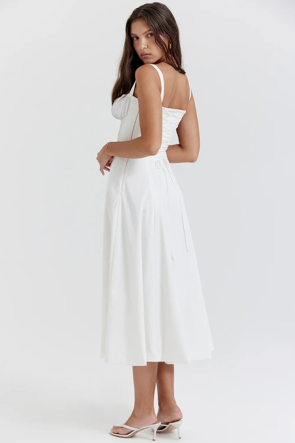white bustier sundress