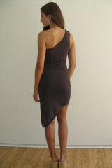 Chance One Shoulder Asymmetrical Dress Creme Brulee