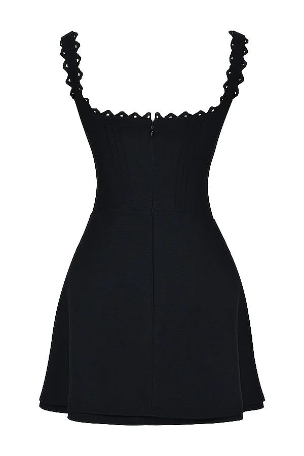 black pin tuck mini dress