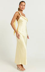 Calix Midi Dress One Shoulder Slip Dress in Butter