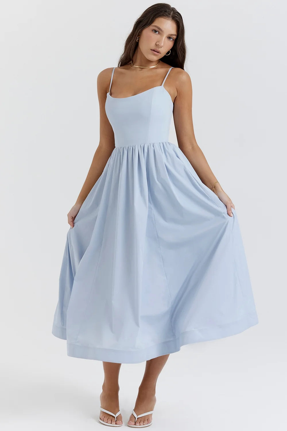 soft blue corset sundress