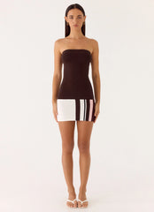 Straight Lines Knit Mini Dress Chocolate